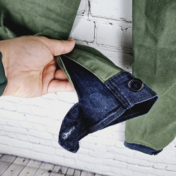 ETIENNE MARCEL | Military color block cropped ankle slim fit utility pants - Picture 6 of 12